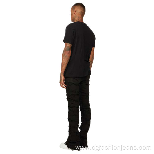 Black Custom Vintage Wash Stacked Jeans Men